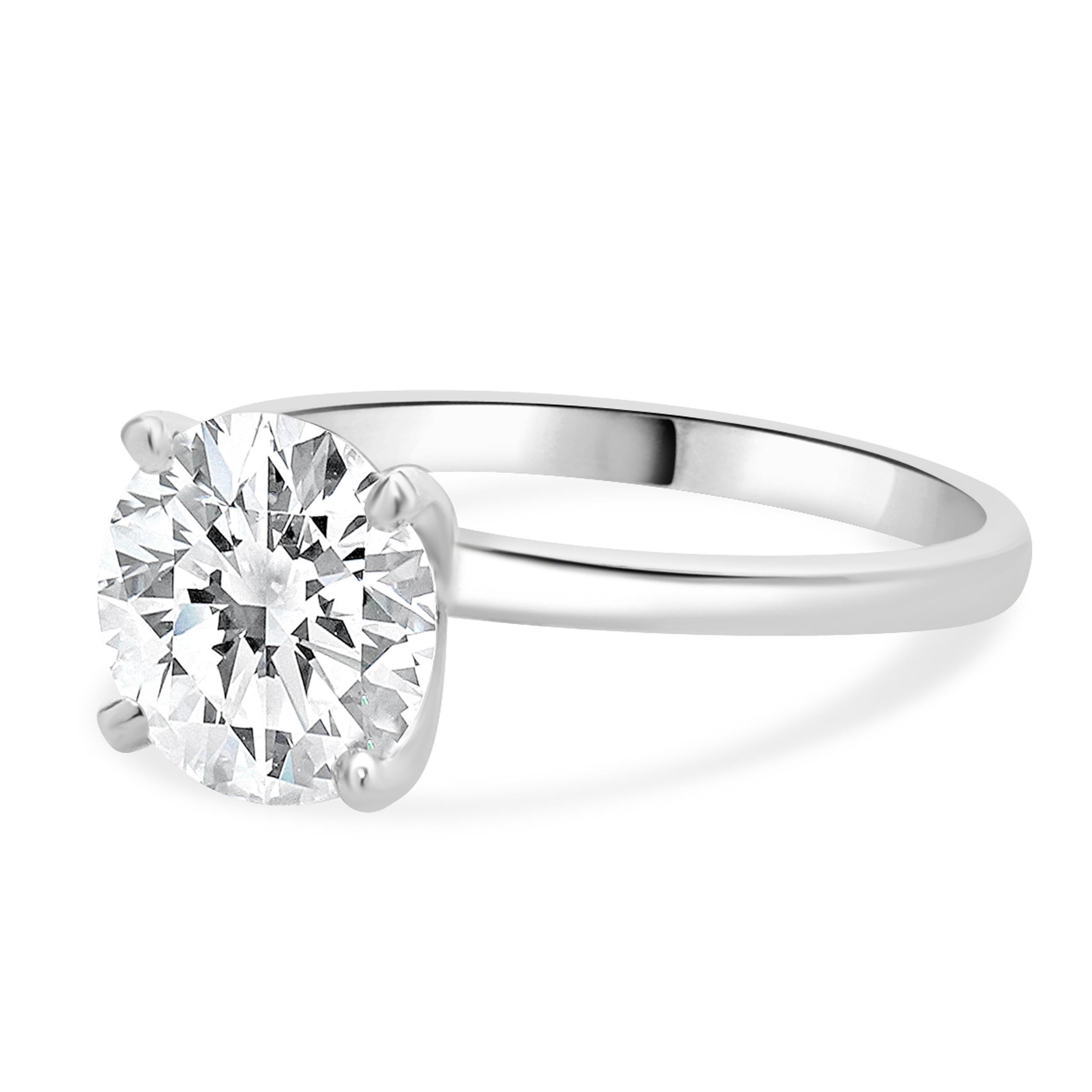 Designer: custom design
Material: 14K white gold
Center Diamond: 1 round brilliant cut = 2.00ct
Color : K
Clarity : SI1
GIA: 7235402594
Size: 6 complimentary sizing available 
Weight: 3.10 grams

