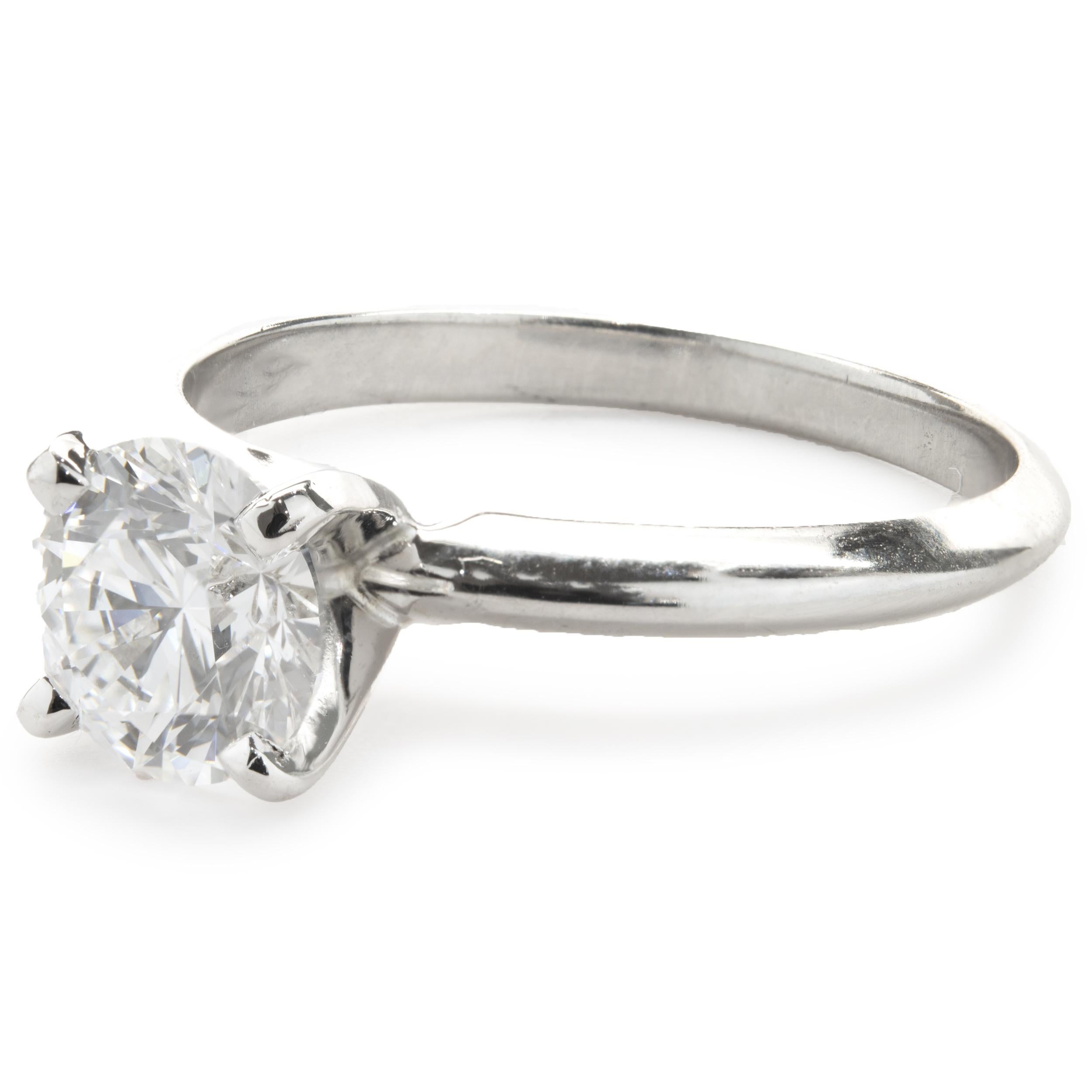 Round Cut 14 Karat White Gold Round Brilliant Cut Diamond Engagement Ring For Sale
