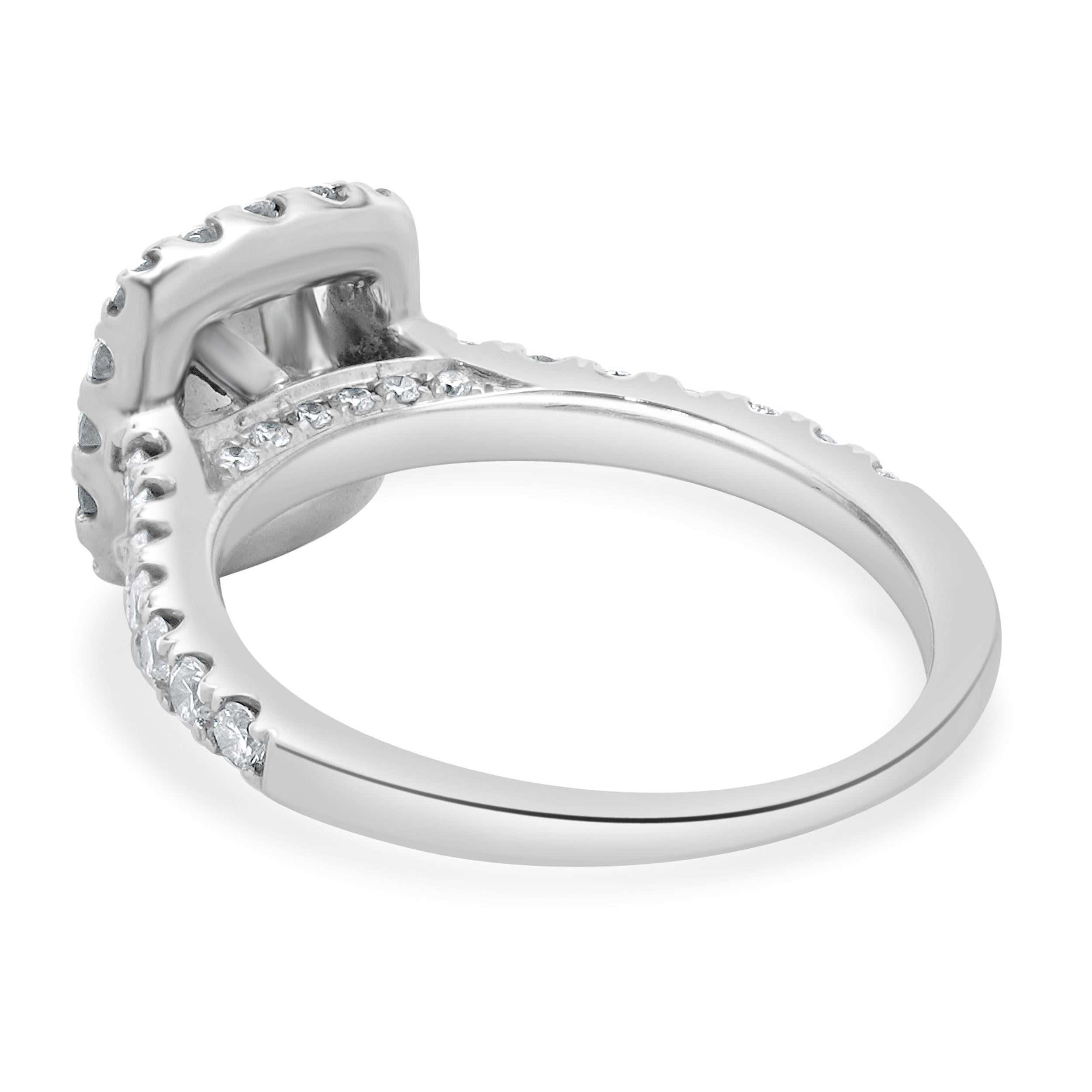 Round Cut 14 Karat White Gold Round Brilliant Cut Diamond Engagement Ring For Sale