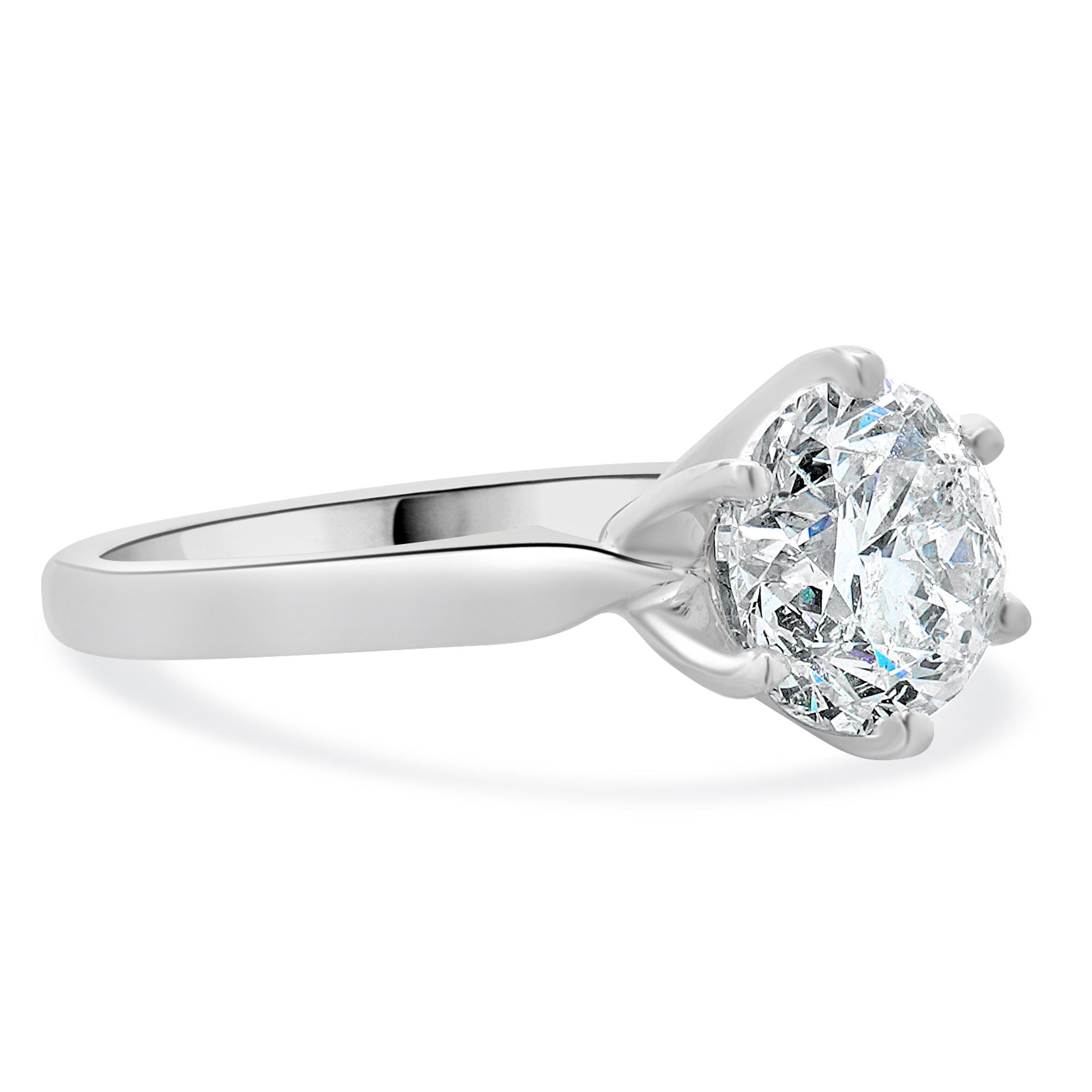 Taglio brillante Anello di fidanzamento con diamante taglio brillante rotondo in oro bianco 14 carati
