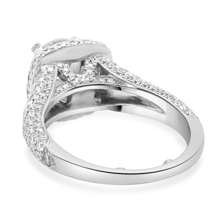 Bague De Fiançailles Or Blanc 14 Carats Avec Diamant Simulé - Taille 5, Pierre Ronde, Personnalisable