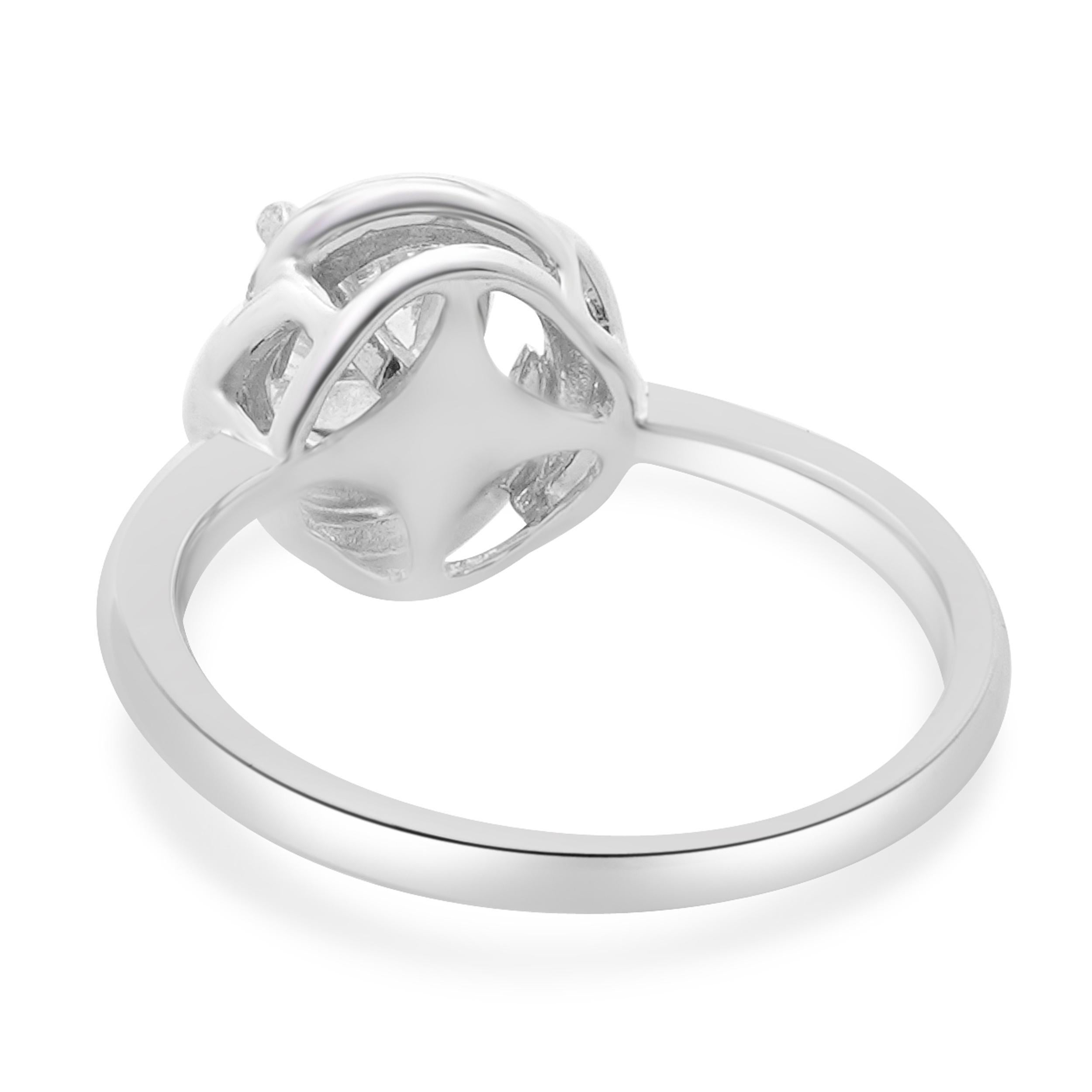 Taglio rotondo Anello di fidanzamento con diamante taglio brillante rotondo in oro bianco 14 carati in vendita