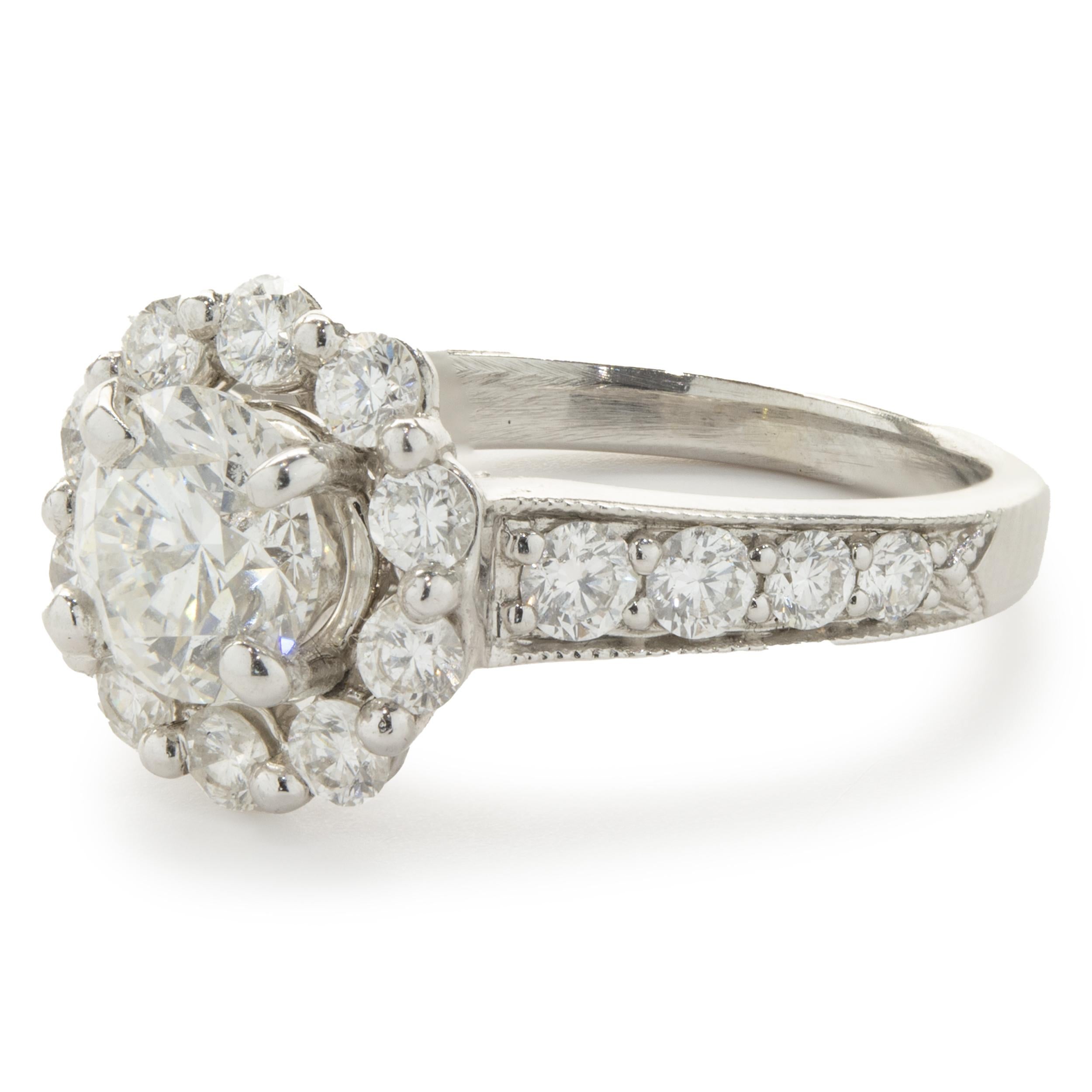 Anello di fidanzamento con diamante taglio brillante rotondo in oro bianco 14 carati In condizioni ottime a Scottsdale, AZ