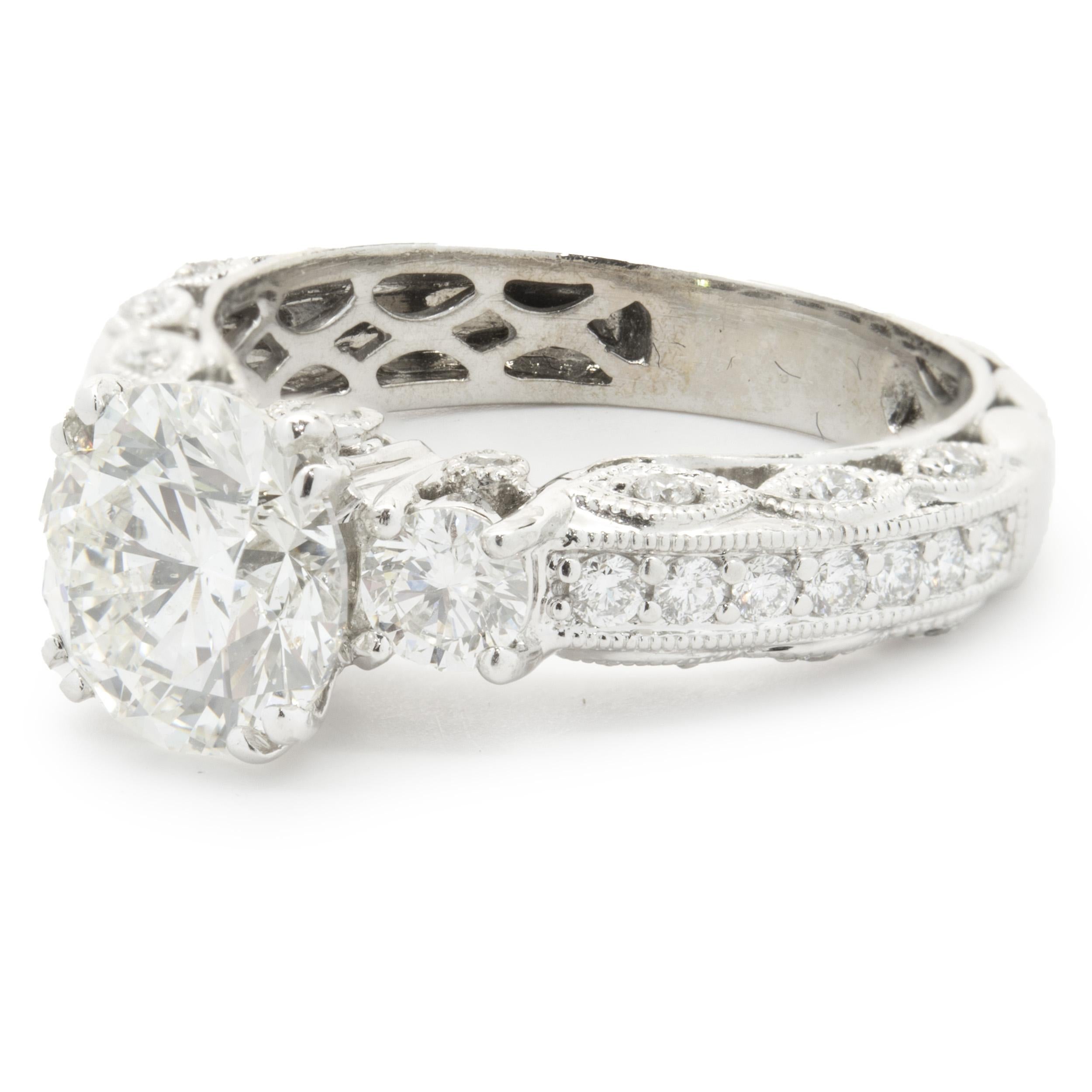 14 Karat White Gold Round Brilliant Cut Diamond Engagement Ring In Excellent Condition In Scottsdale, AZ