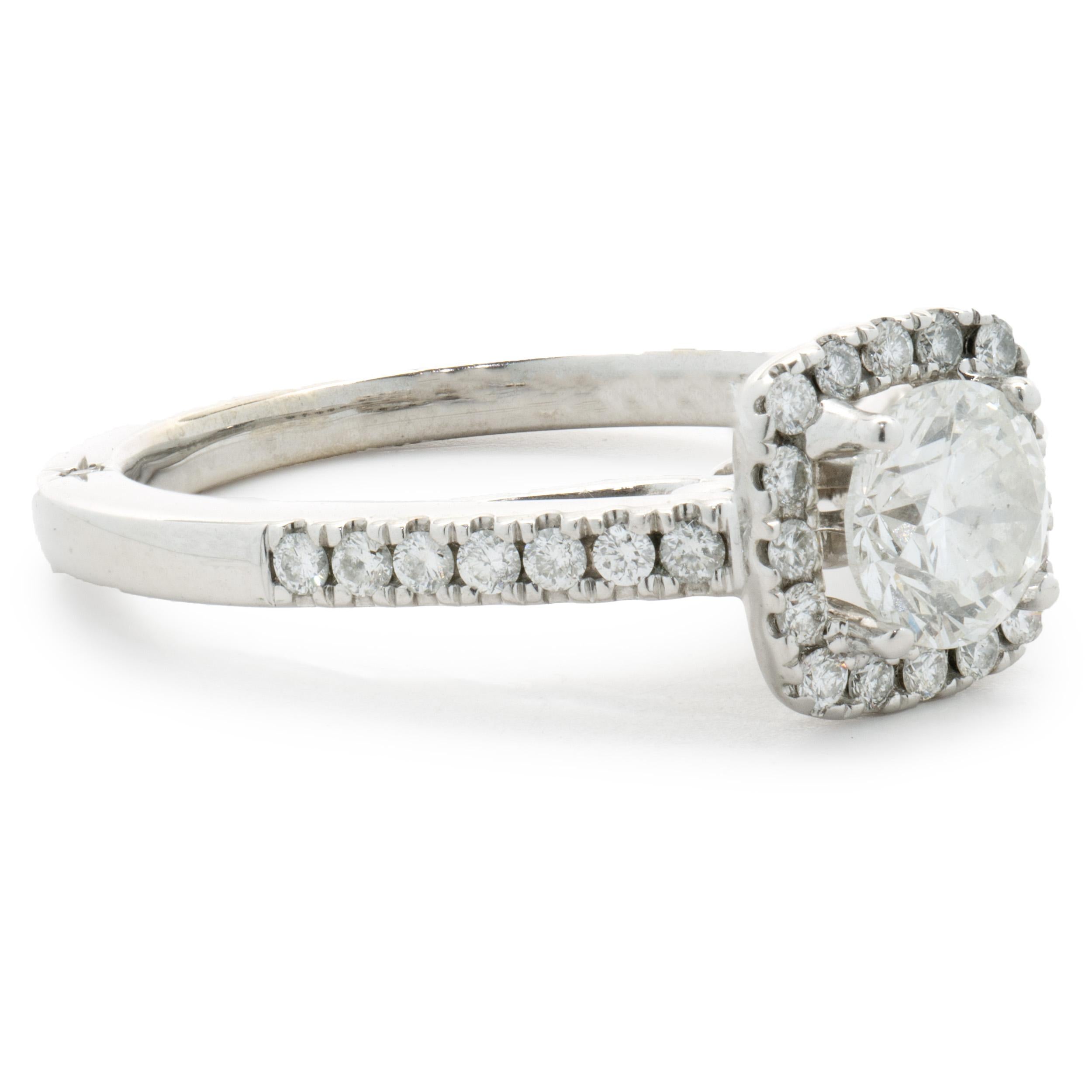 18 Karat White Gold Round Brilliant Cut Diamond Engagement Ring In Excellent Condition For Sale In Scottsdale, AZ
