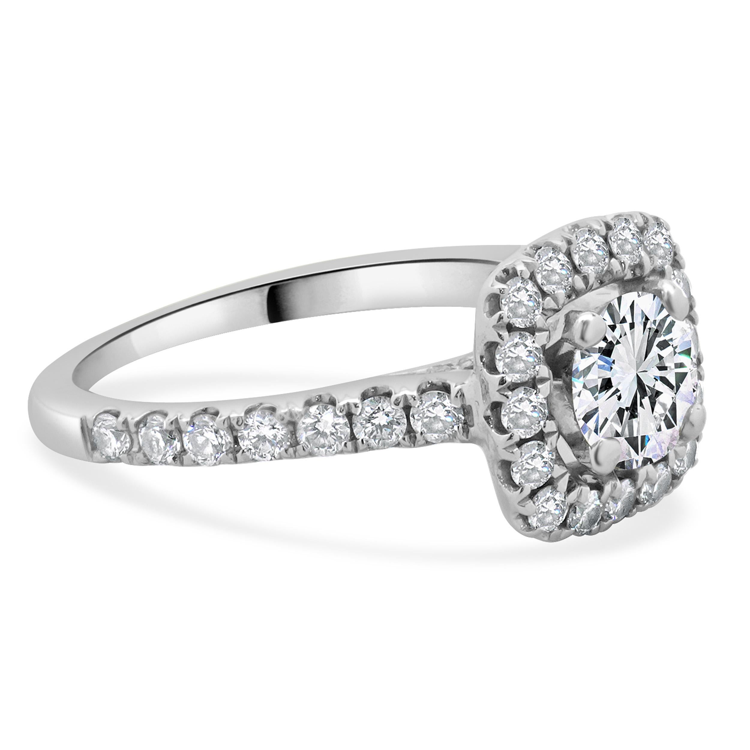 14 Karat White Gold Round Brilliant Cut Diamond Engagement Ring In Excellent Condition For Sale In Scottsdale, AZ