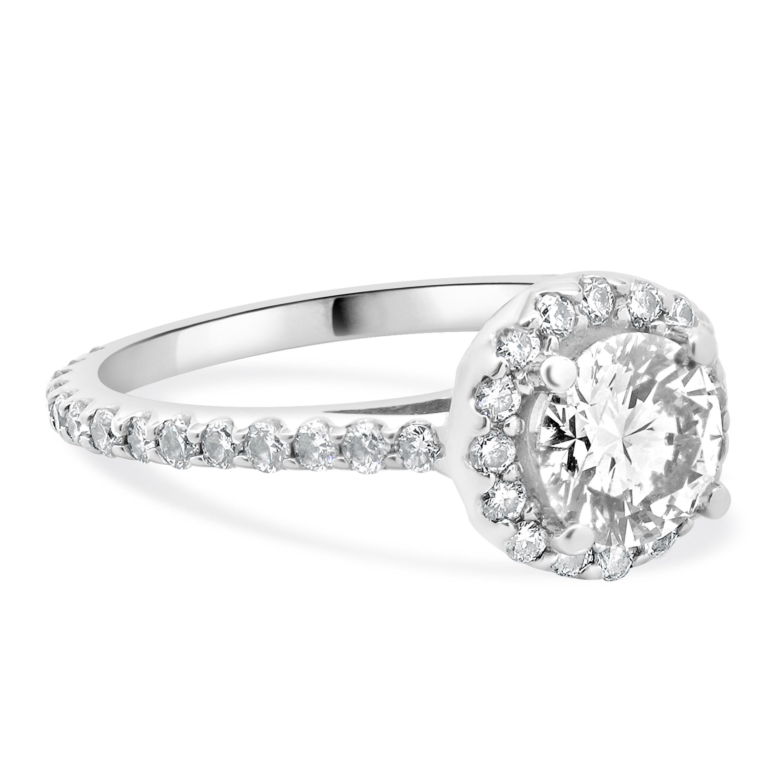 Bague de fiançailles en or blanc 14 carats avec diamants taille brillant rond Excellent état - En vente à Scottsdale, AZ