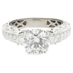 14 Karat White Gold Round Brilliant Cut Diamond Engagement Ring