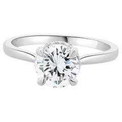 14 Karat White Gold Round Brilliant Cut Diamond Engagement Ring