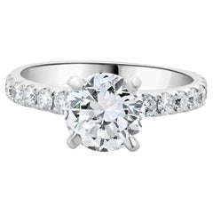 14 Karat White Gold Round Brilliant Cut Diamond Engagement Ring