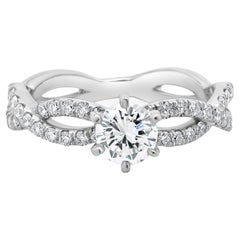 14 Karat White Gold Round Brilliant Cut Diamond Engagement Ring