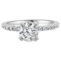 14 Karat White Gold Round Brilliant Cut Diamond Engagement Ring