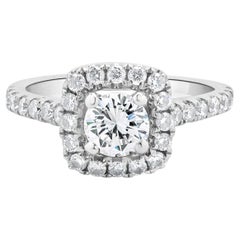 Bague de fiançailles en or blanc 14 carats avec diamants taille brillant rond