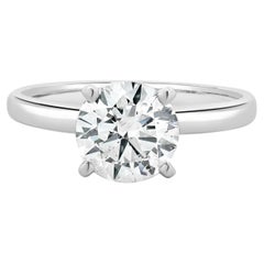 14 Karat White Gold Round Brilliant Cut Diamond Engagement Ring