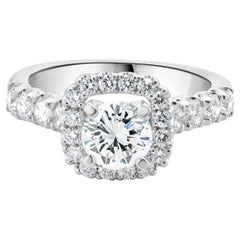 Anello di fidanzamento con diamante taglio brillante rotondo in oro bianco 14 carati