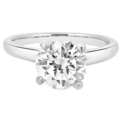 14 Karat White Gold Round Brilliant Cut Diamond Engagement Ring