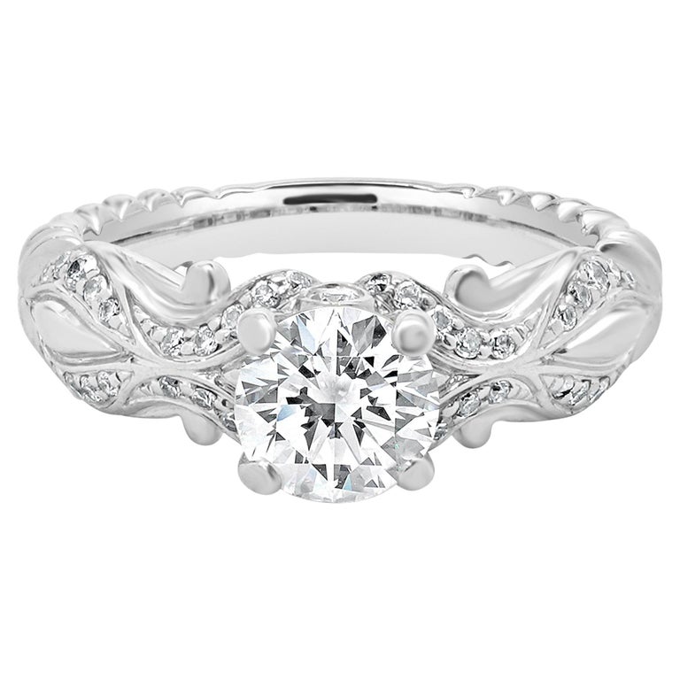 Bague De Fiançailles Or Blanc 14k Avec Diamant Simulé - Taille 5, Design Solitaire, Personnalisable