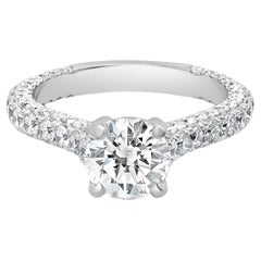 14 Karat White Gold Round Brilliant Cut Diamond Engagement Ring
