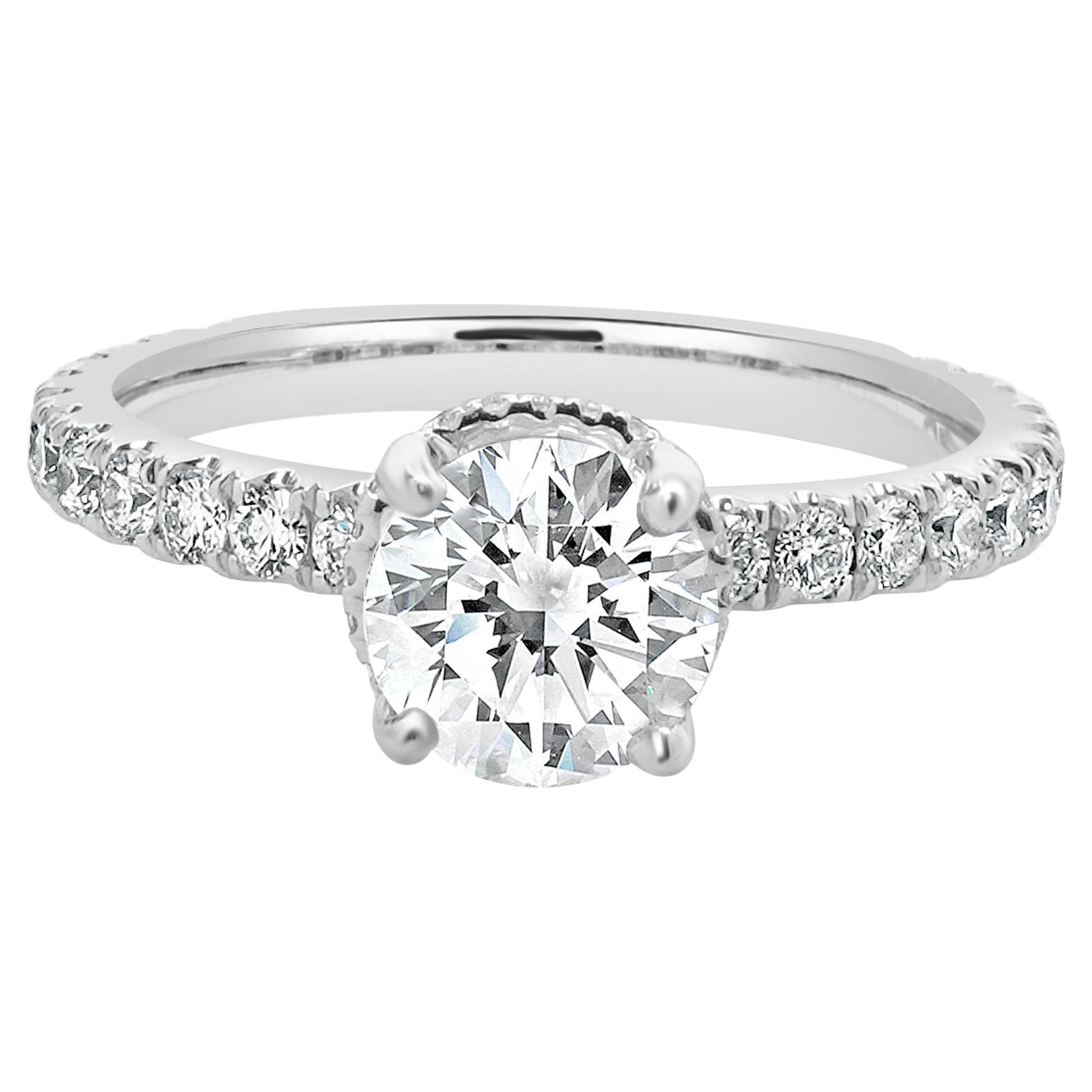 14 Karat White Gold Round Brilliant Cut Diamond Engagement Ring
