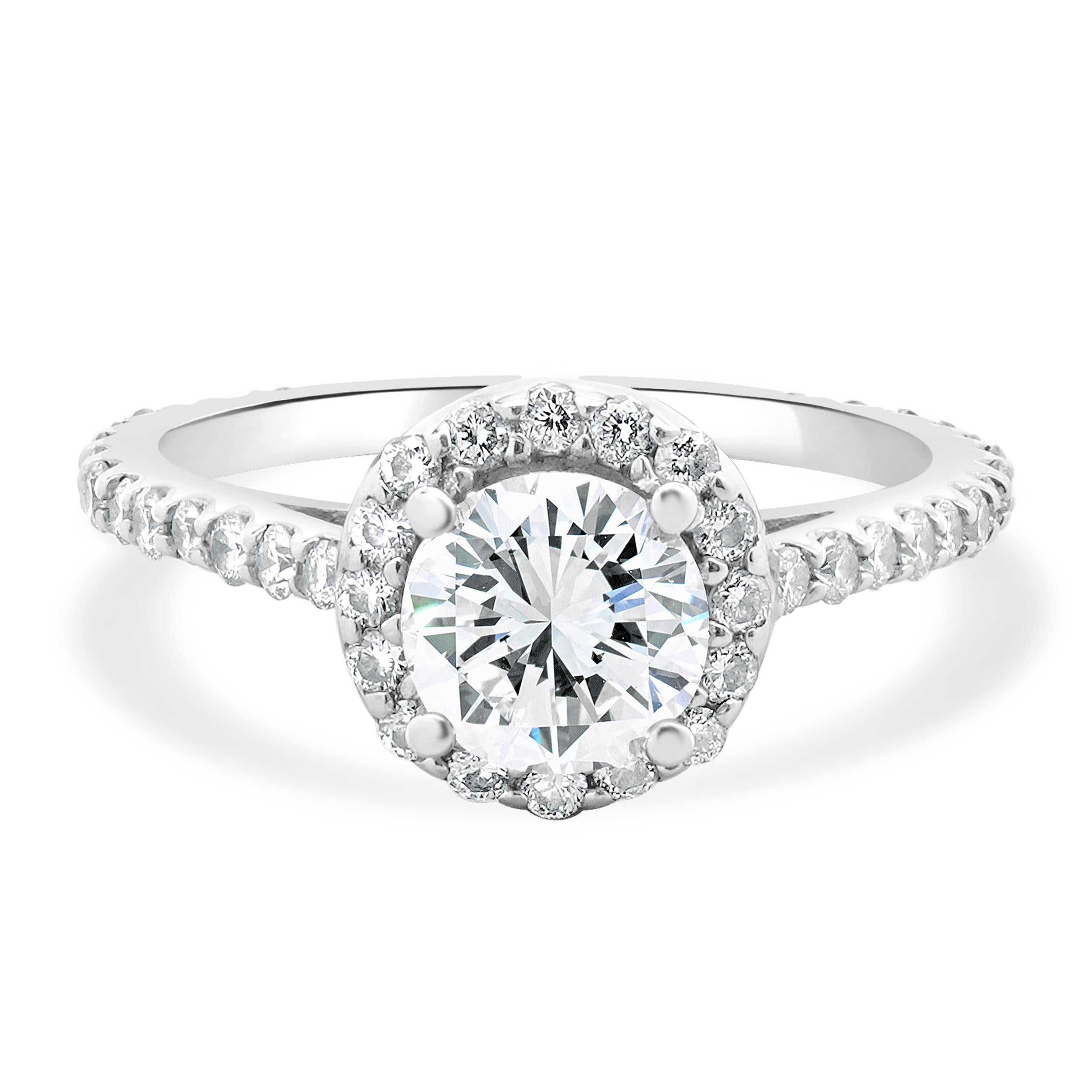 Anello di fidanzamento con diamante taglio brillante rotondo in oro bianco 14 carati