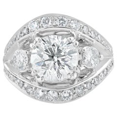 14 Karat White Gold Round Brilliant Cut Diamond Engagement Ring