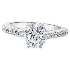 Anello di fidanzamento con diamante taglio brillante rotondo in oro bianco 14 carati