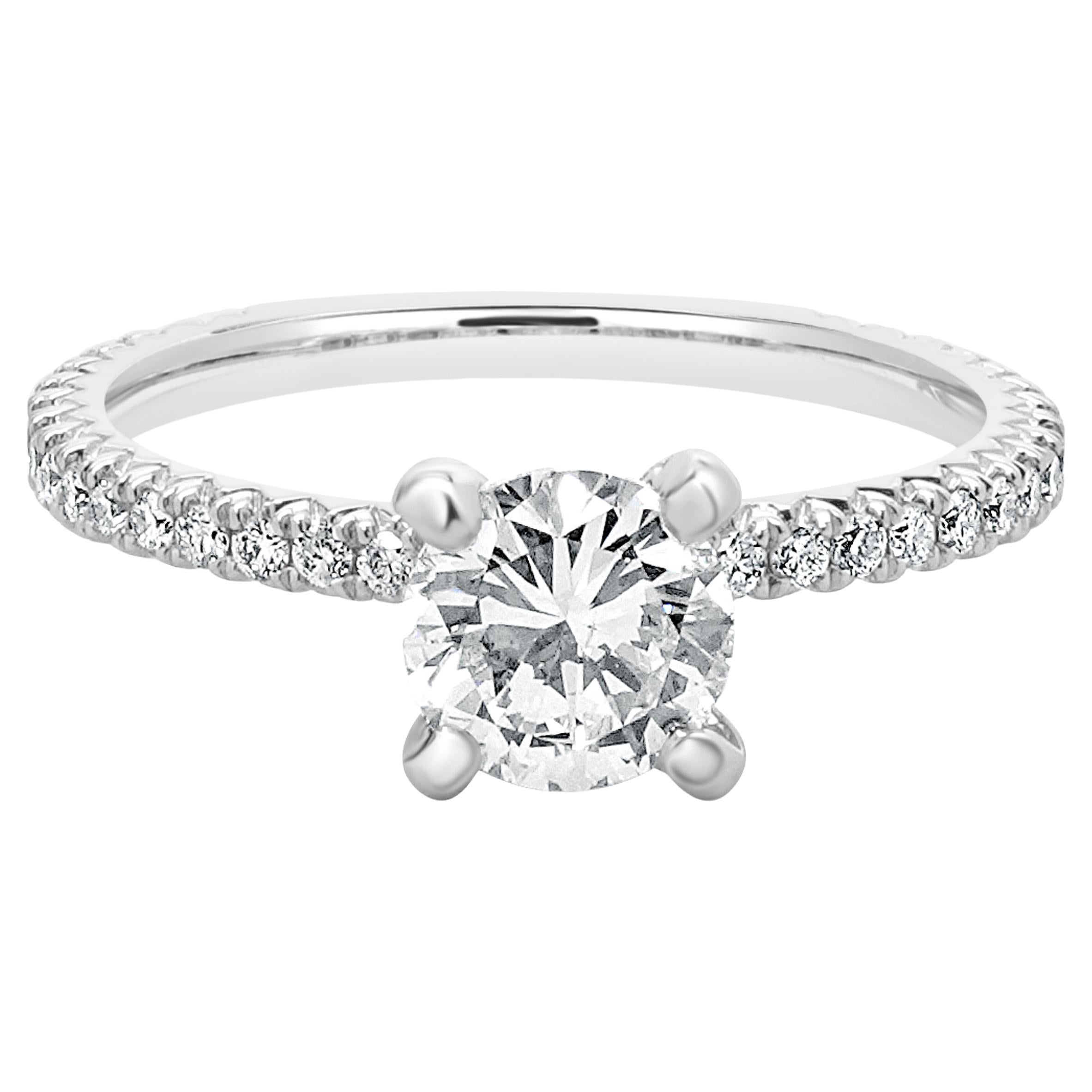 14 Karat White Gold Round Brilliant Cut Diamond Engagement Ring