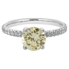 14 Karat White Gold Round Brilliant Cut Diamond Engagement Ring