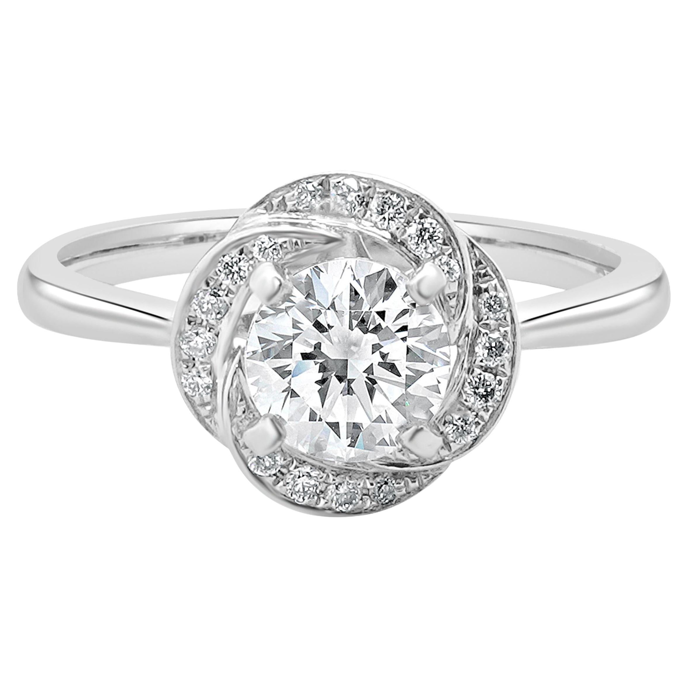 14 Karat White Gold Round Brilliant Cut Diamond Engagement Ring