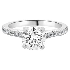 14 Karat White Gold Round Brilliant Cut Diamond Engagement Ring