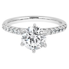 14 Karat White Gold Round Brilliant Cut Diamond Engagement Ring