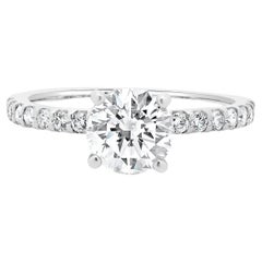 14 Karat White Gold Round Brilliant Cut Diamond Engagement Ring