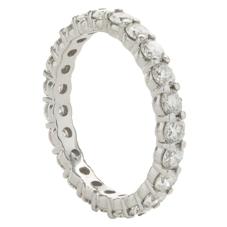 14 Karat White Gold Round Brilliant Cut Diamond Eternity Band For Sale ...