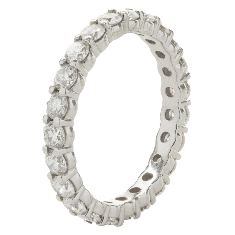 14 Karat White Gold Round Brilliant Cut Diamond Eternity Band For Sale ...