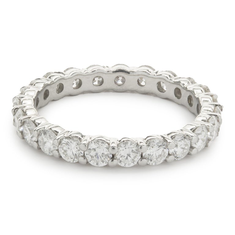 14 Karat White Gold Round Brilliant Cut Diamond Eternity Band For Sale ...