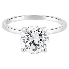 14 Karat White Gold Round Brilliant Cut Diamond Hidden Halo Engagement Ring