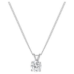 14 Karat White Gold Round Brilliant Cut Diamond Solitaire Necklace