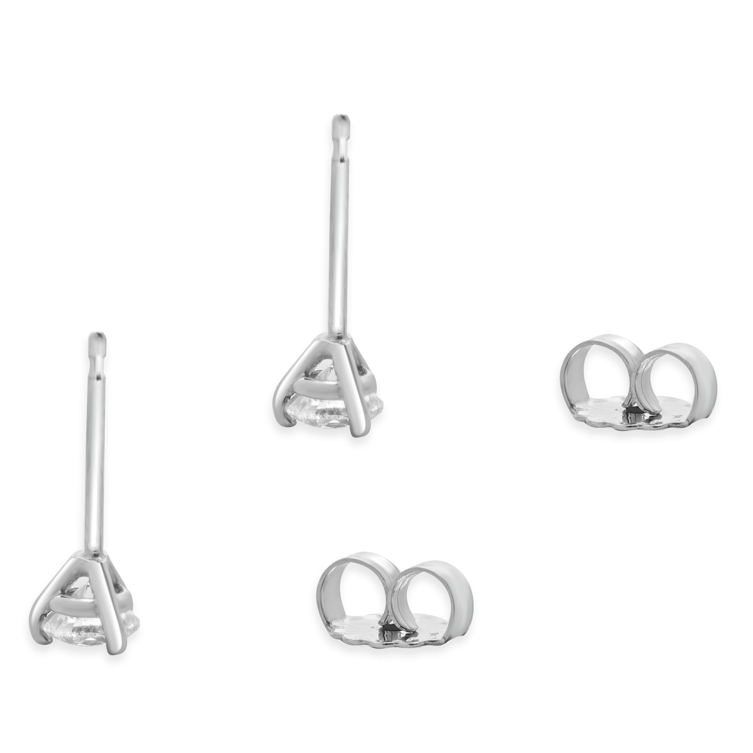 Clous d'oreilles en or blanc 14 carats avec diamants taille brillant rond Excellent état - En vente à Scottsdale, AZ