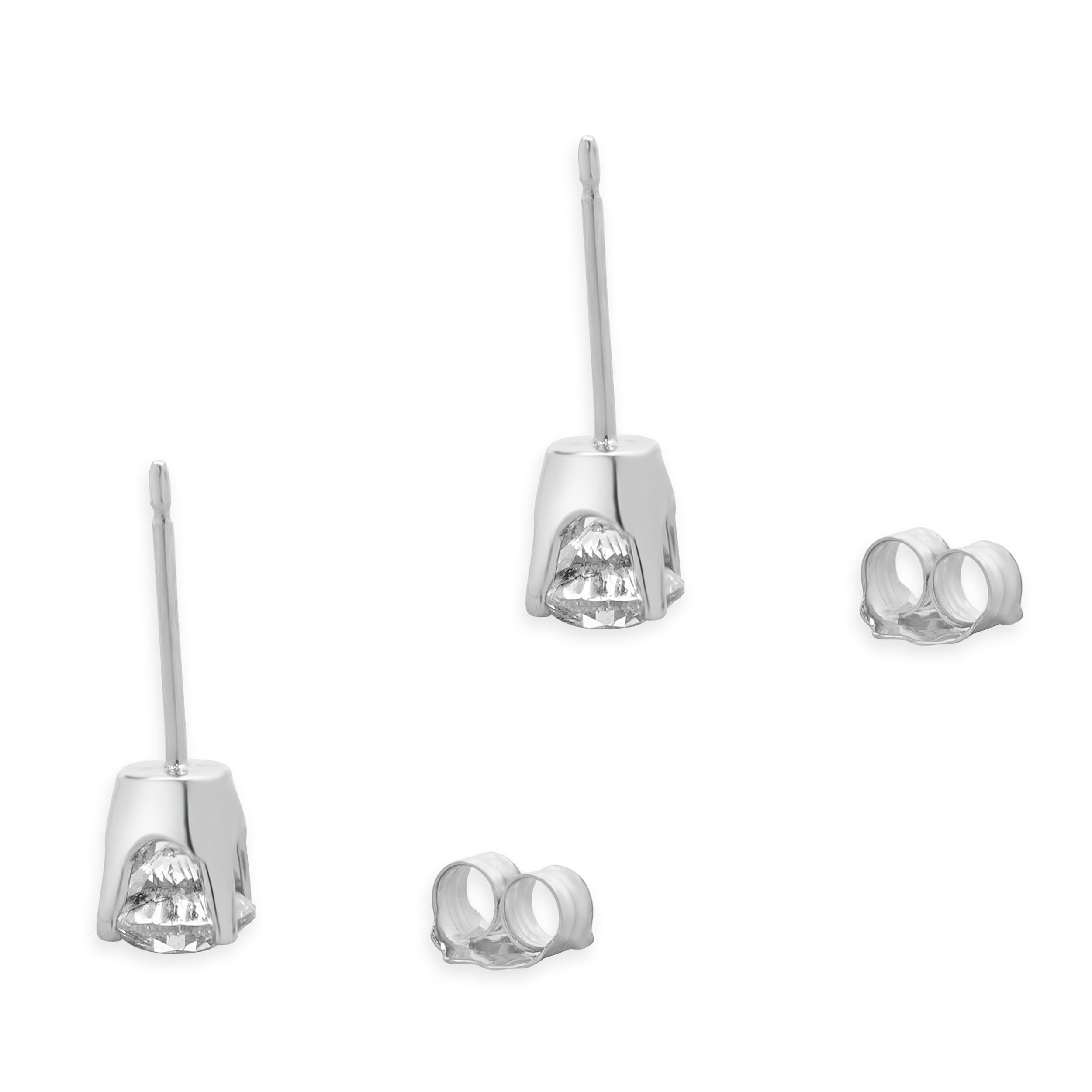 Clous d'oreilles en or blanc 14 carats avec diamants taille brillant rond Excellent état - En vente à Scottsdale, AZ