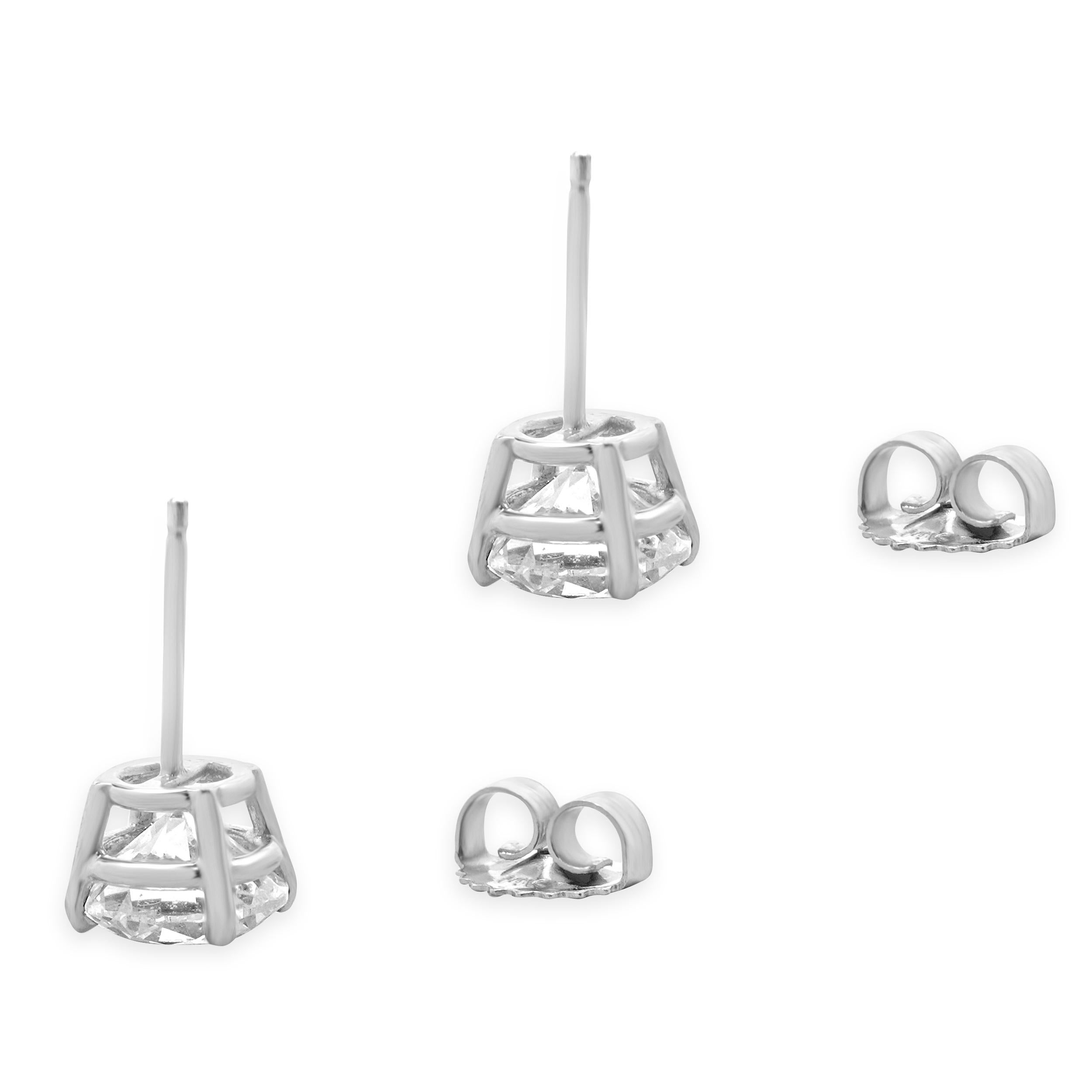 Clous d'oreilles en or blanc 14 carats avec diamants taille brillant rond Excellent état - En vente à Scottsdale, AZ