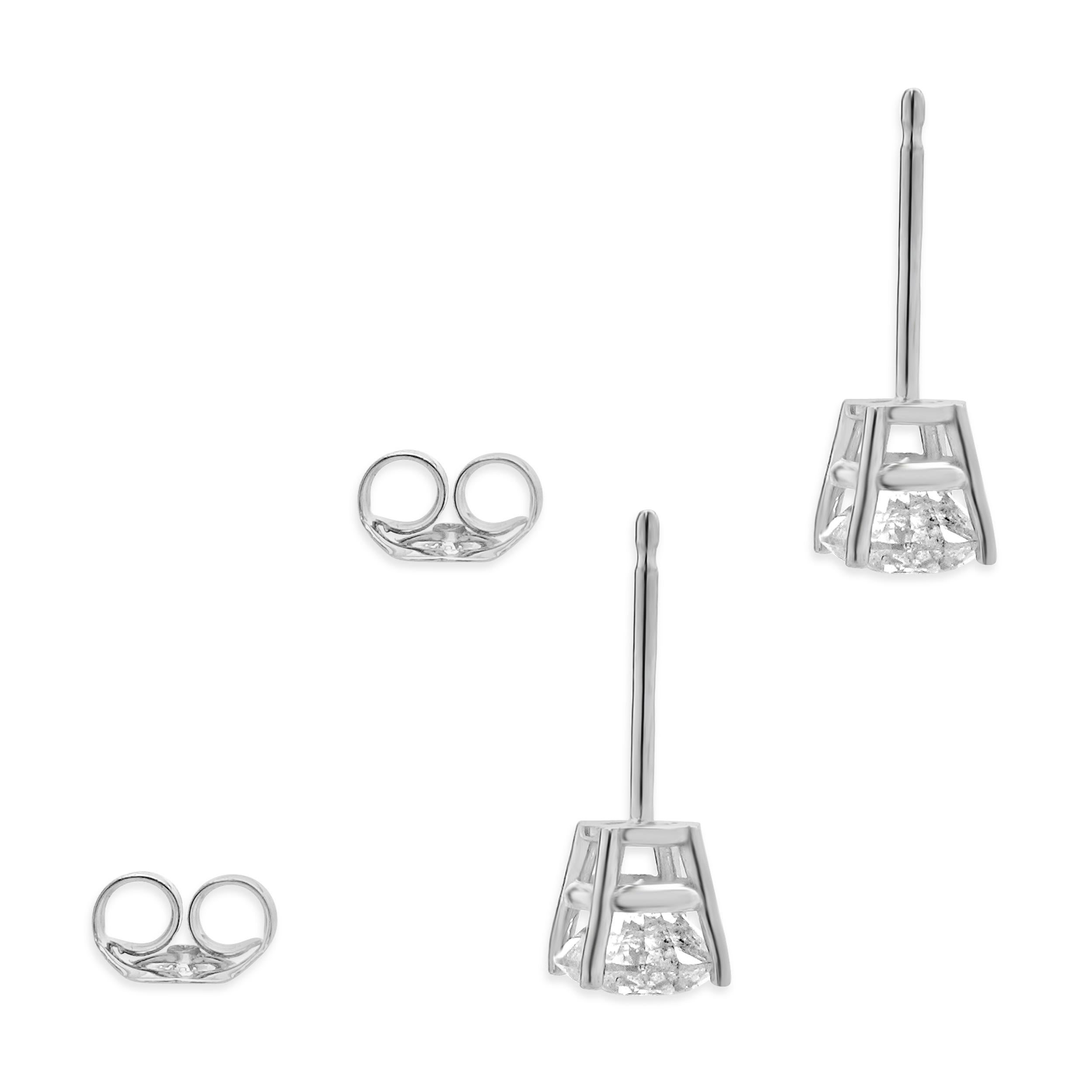 Clous d'oreilles en or blanc 14 carats avec diamants taille brillant rond Excellent état - En vente à Scottsdale, AZ