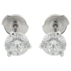 14 Karat Weißgold Ohrstecker mit rundem Diamant im Brillantschliff