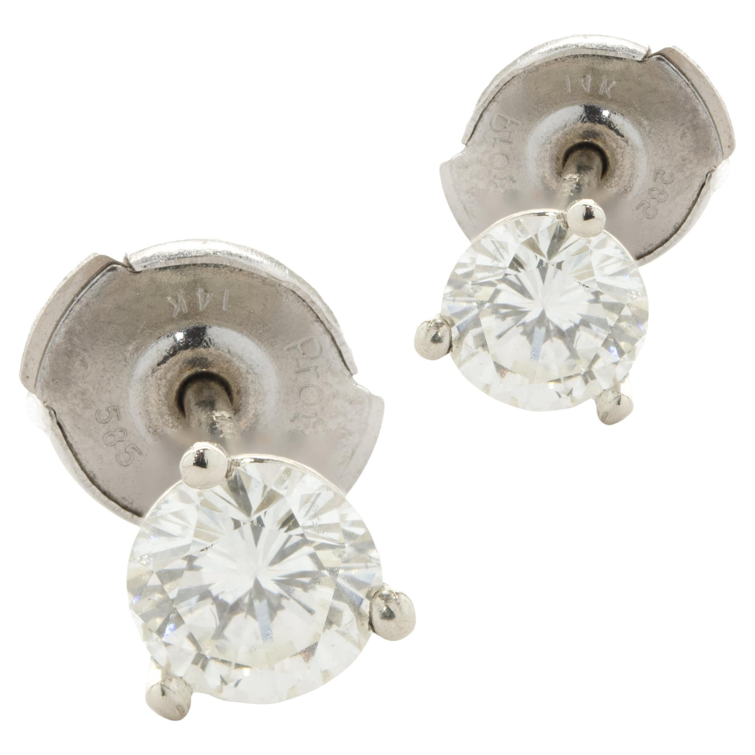 14 Karat Weißgold Ohrstecker mit runden Diamanten im Brillantschliff