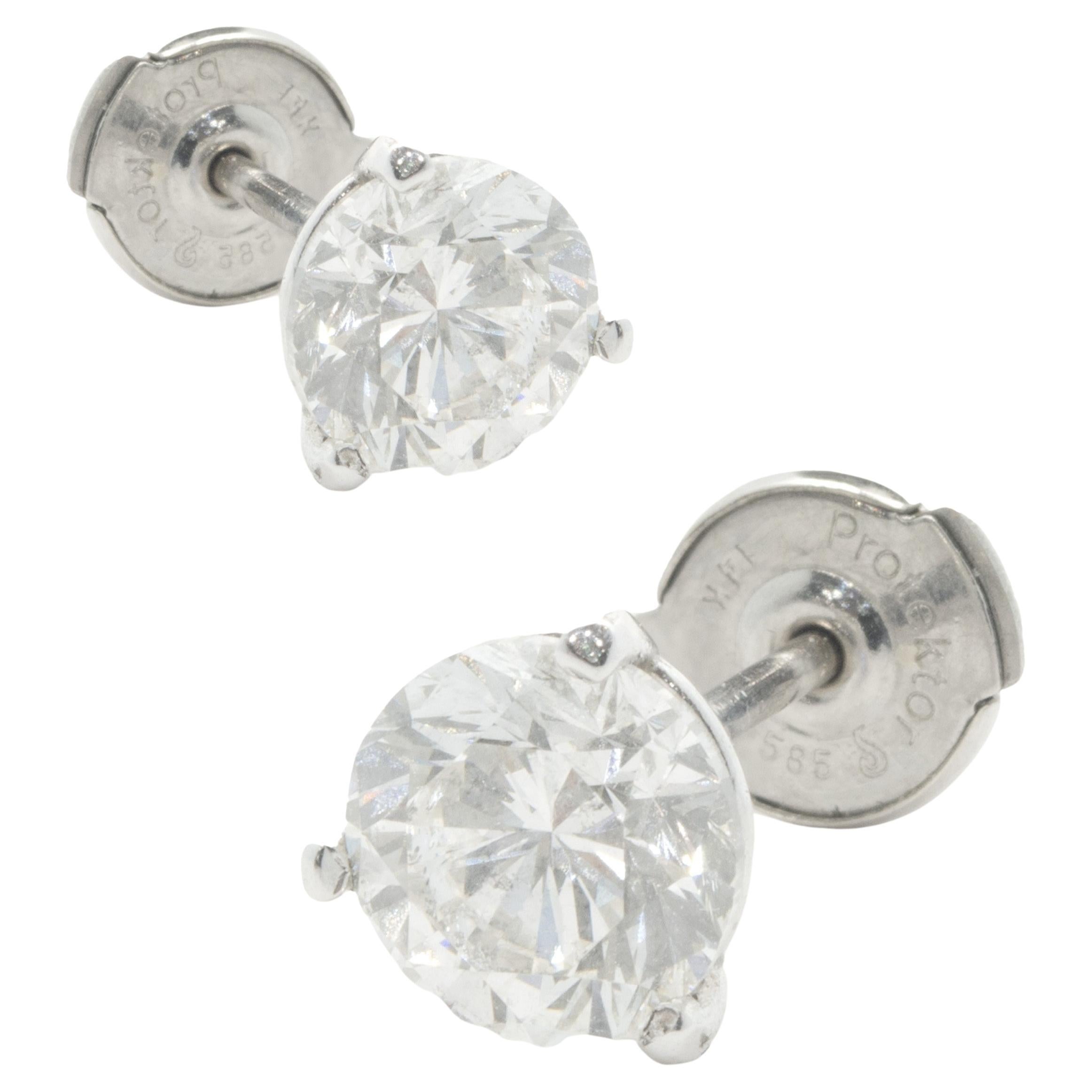thumbnail image 2 of 1/2 Carat Round Cut Simulated Diamond Stud Earrings – 14k Solid White Gold, Screw Back 2 of 6