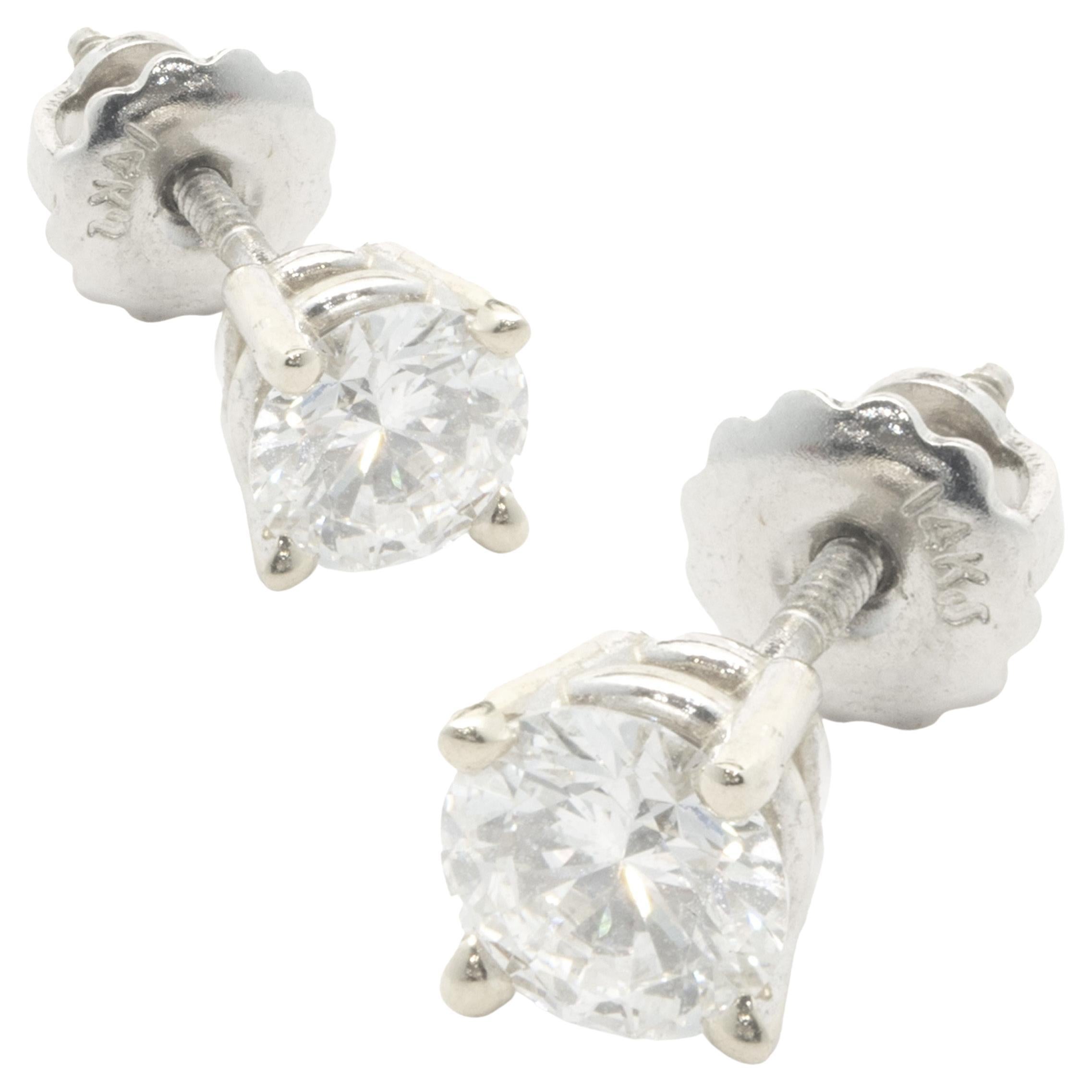 thumbnail image 2 of 1/2 Carat Round Cut Simulated Diamond Stud Earrings – 14k Solid White Gold, Screw Back 2 of 6