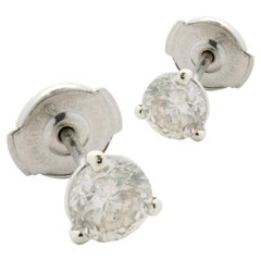 14 Karat White Gold Round Brilliant Cut Diamond Stud Earrings