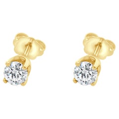 Pendientes de oro amarillo de 14 quilates con diamantes redondos talla brillante