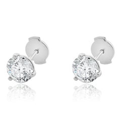 14 Karat Weißgold Ohrstecker mit rundem Diamanten im Brillantschliff
