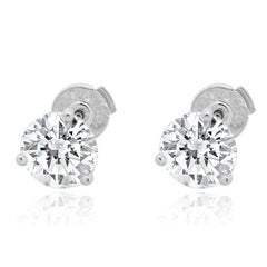 Pendientes de oro blanco de 14 quilates con diamantes redondos talla brillante
