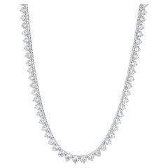 14 Karat White Gold Round Brilliant Cut Diamond Tennis Necklace